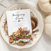 Invitation Citrouille du dîner de Thanksgiving rustique