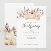 Invitation Citrouille du dîner de Thanksgiving rustique (Devant / Derrière)