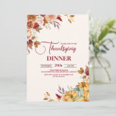 Invitation Citrouille du dîner de Thanksgiving rustique (Debout devant)