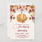 Invitation Citrouille du dîner de Thanksgiving rustique (Devant)