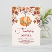 Invitation Citrouille du dîner de Thanksgiving rustique (Debout devant)