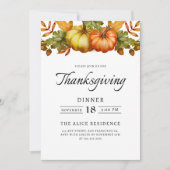 Invitation Citrouille du dîner de Thanksgiving rustique (Devant)
