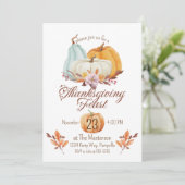 Invitation Citrouille du dîner de Thanksgiving rustique (Debout devant)