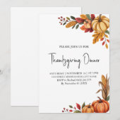 Invitation Citrouille du Dîner Thanksgiving branché (Devant / Derrière)