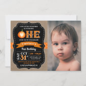 Invitation Citrouille du garçon 1er anniversaire Photo (Devant)