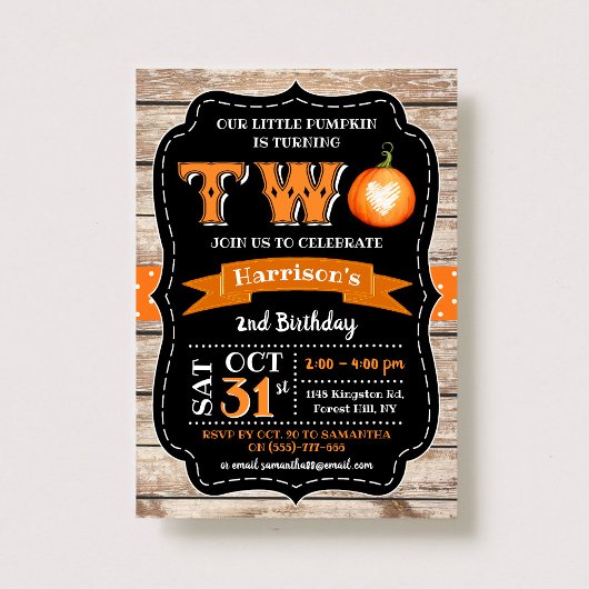 Invitation Citrouille du garçon 2e anniversaire