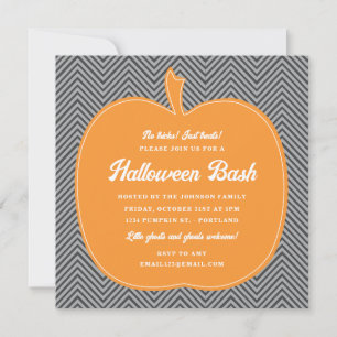Invitation Citrouille du parti Halloween Chevron