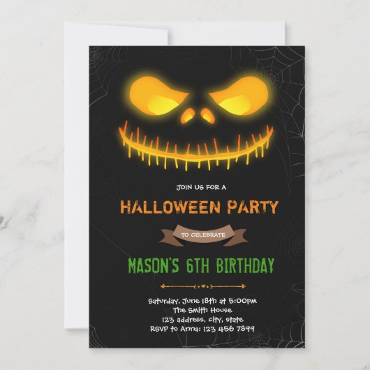 Invitation citrouille du sourire d'Halloween (Devant)