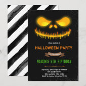 Invitation citrouille du sourire d'Halloween (Devant / Derrière)