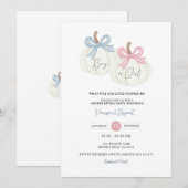 Invitation Citrouille Dusty Pink Blue Ribbon Révélation de ge (Devant / Derrière)