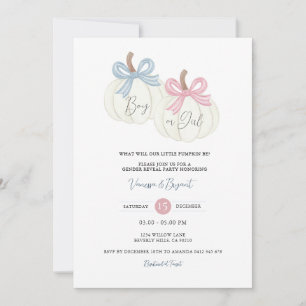 Invitation Citrouille Dusty Pink Blue Ribbon Révélation de ge