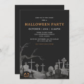 Invitation Citrouille éffrayant Graveyard Fête d'Halloween ad (Devant / Derrière)