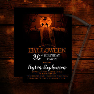 Invitation Citrouille effrayant Halloween 30e fête d'annivers