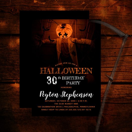 Invitation Citrouille effrayant Halloween 30e fête d'annivers