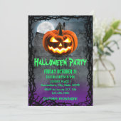 Invitation Citrouille éffrayant Haunted House Halloween Party (Debout devant)