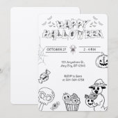 Invitation Citrouille effrayante et fantôme pour enfants et a (Devant / Derrière)