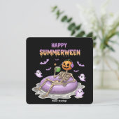 Invitation Citrouille effrayante Squelette à visage amusant B (Debout devant)