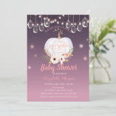 Invitation Citrouille élégant, Floral, Baby shower Mason Jar (Debout devant)