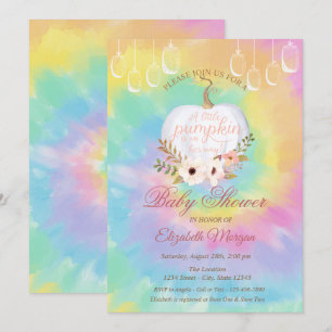 Invitation Citrouille Élégante, Fleur Tie Dye Baby Shower