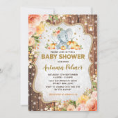 Invitation Citrouille Elephant Baby shower Automne Automne Fl (Devant)