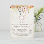 Invitation Citrouille Elephant Fall Baby shower (Debout devant)