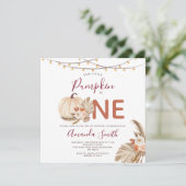 Invitation Citrouille en herbe des pampas Boho a un an Fleur  (Debout devant)
