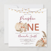 Invitation Citrouille en herbe des pampas Boho a un an Fleur  (Devant)