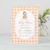 Invitation Citrouille En vichy Baby shower fille (Debout devant)