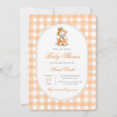 Invitation Citrouille En vichy Baby shower fille (Devant)