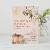 Invitation Citrouille Épice Boho Floral rose fille Baby showe (Debout devant)