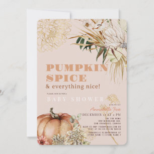 Invitation Citrouille Épice Boho Floral rose fille Baby showe