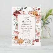 Invitation Citrouille et Baby shower floral de Bourgogne (Debout devant)