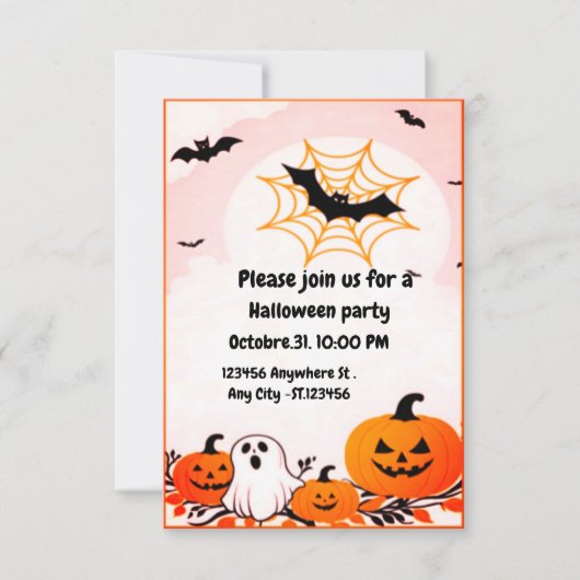 Invitation Citrouille Et Fantôme Halloween Moderne (Devant)