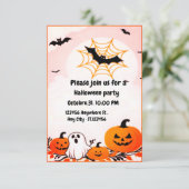 Invitation Citrouille Et Fantôme Halloween Moderne (Debout devant)