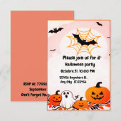 Invitation Citrouille Et Fantôme Halloween Moderne (Devant / Derrière)