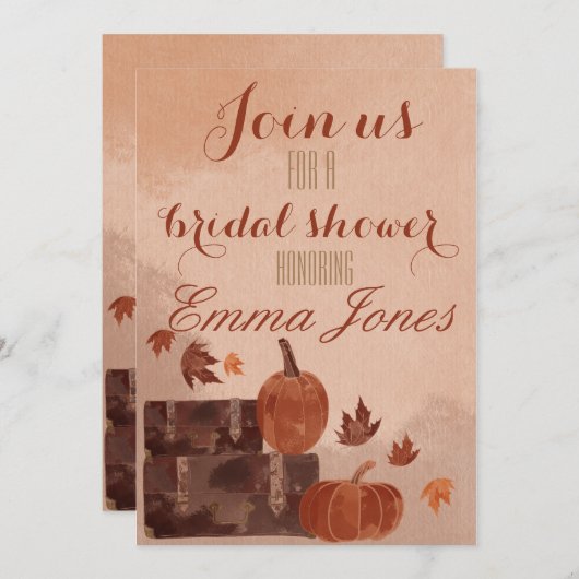 Invitation Citrouille et Feuille d'automne (Devant / Derrière)