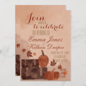 Invitation Citrouille et Feuille d'automne (Devant / Derrière)