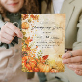 Invitation Citrouille et Feuille d'automne Thanksgiving Dîner