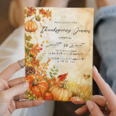 Invitation Citrouille et Feuille d'automne Thanksgiving Dîner