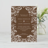 Invitation Citrouille et Feuille Mariage de automne Brown et (Debout devant)