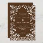 Invitation Citrouille et Feuille Mariage de automne Brown et (Devant / Derrière)