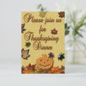Invitation Citrouille et Feuilles de Thanksgiving (Debout devant)