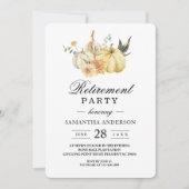 Invitation Citrouille et fleurs à l'aquarelle automnale branc (Devant)