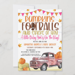 Invitation Citrouille et Footballs Girl Baby shower Invitatio