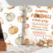 Invitation Citrouille et Footballs Tractor Baby shower garçon