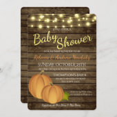 Invitation Citrouille et lumières Rustique Baby shower d'auto (Devant / Derrière)