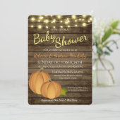 Invitation Citrouille et lumières Rustique Baby shower d'auto (Debout devant)