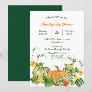 Invitation Citrouille et Squash Bounty Thanksgiving Dîner