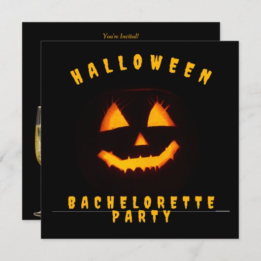 Invitation Citrouille Face Halloween Bachelorette (Devant / Derrière)