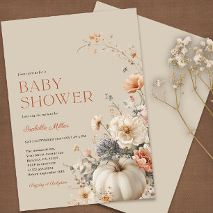 Invitation Citrouille Fall Baby shower floral